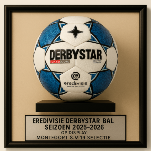 Gesigneerde Derbystar Bal op display Montfoort S.V'19 selectie